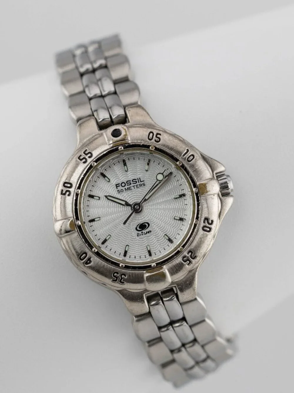 FOSSIL Blue AM-3241 Diver Bezel Steel Quartz Analog Women's Watch New Battery